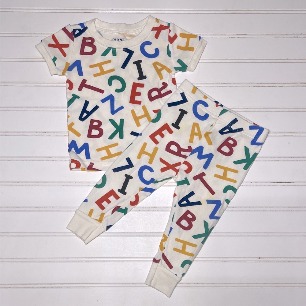 OLD NAVY EUC 100% Cotton Colorful ABC Pajama Set